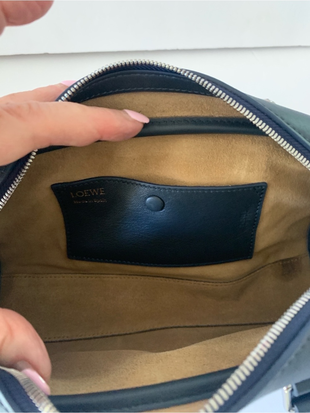 Loewe Amazonia Blue Leather Top-Handle Satchel - Picture 5 of 6